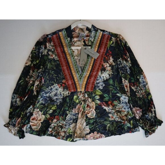 Bl-nk London x Anthropologie Women's Sz XSP Black Motif Stephanie Top - Picture 8 of 11